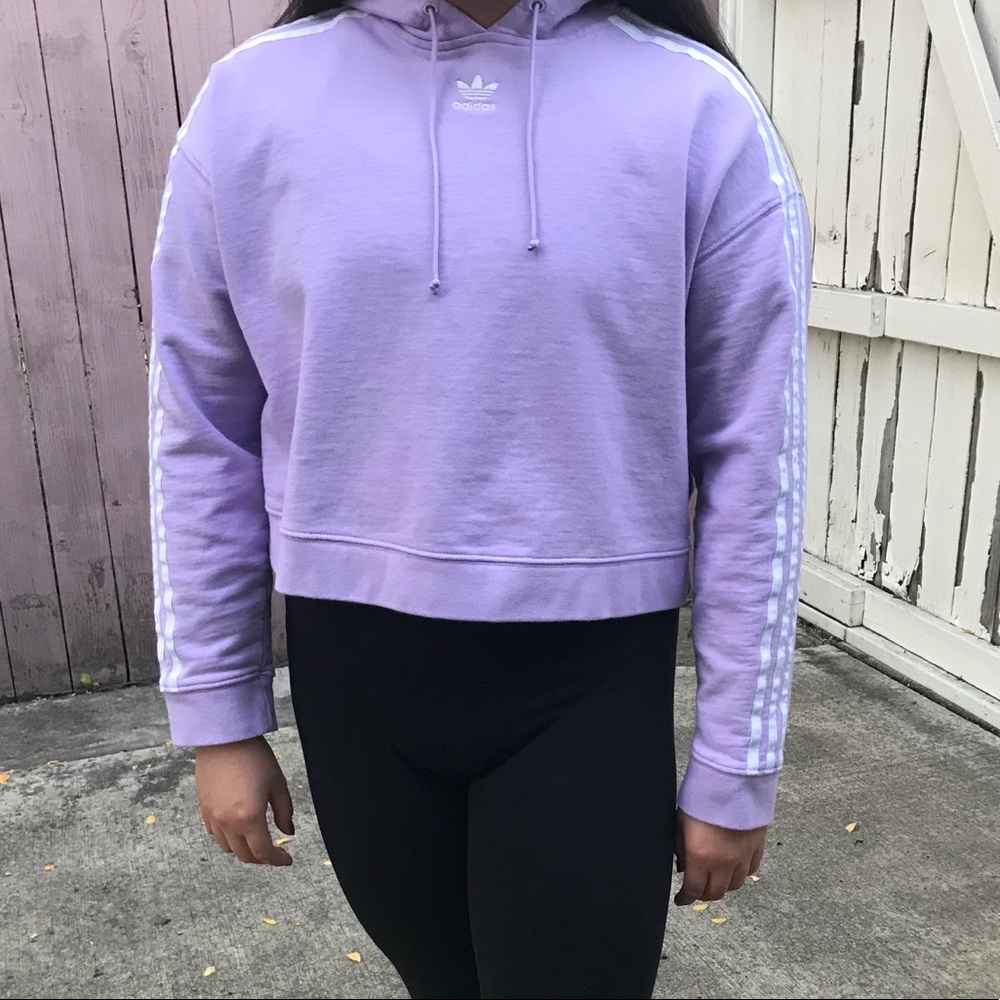 Purple adidas crop hoodie